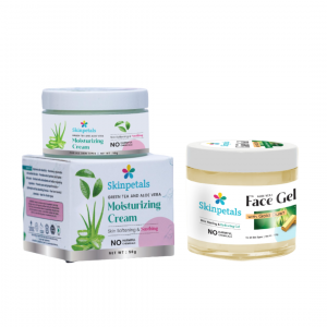 Gold aloevera gel and Green tea and aloevera moisturizing cream combo